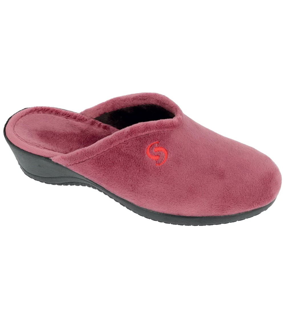 Sabatini Ciabatta Zeppa Media Morbido Velour Rosso