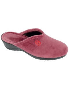 Sabatini Ciabatta Zeppa Media Morbido Velour Rosso