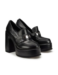 Cult Mocassino Bjork 4368 Platform tacco Alto Pelle Nero