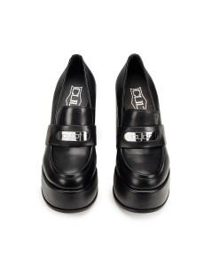 Cult Mocassino Bjork 4368 Platform tacco Alto Pelle Nero