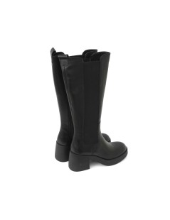 Francesco Brunelli Stivale Platform Alto Doppio Elastico Pelle Nero