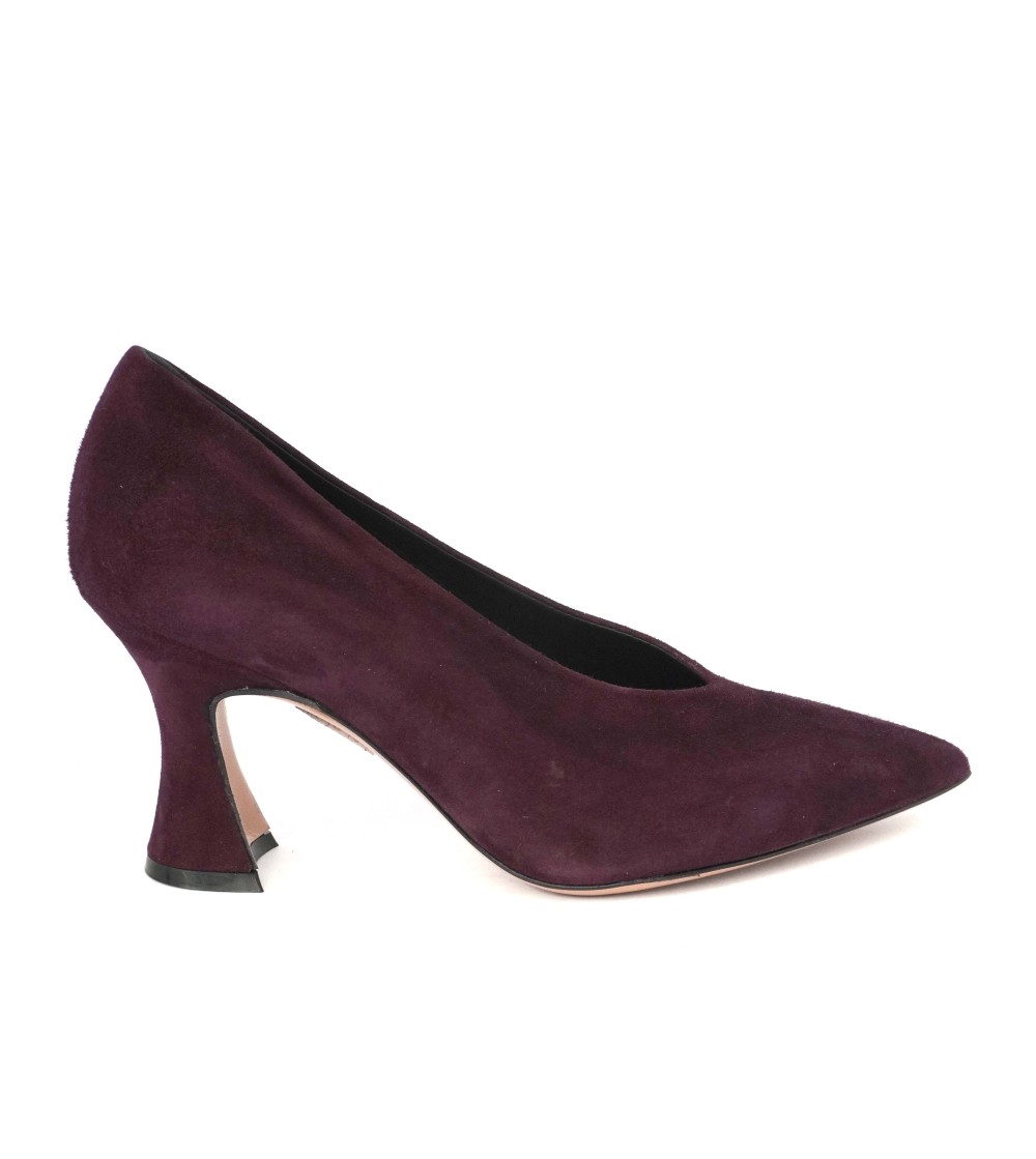 Elata Decollete Tacco Alto Scollo V Clessidra Camoscio Viola