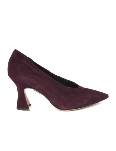 Elata Decollete Tacco Alto Scollo V Clessidra Camoscio Viola