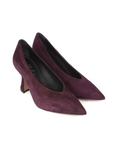 Elata Decollete Tacco Alto Scollo V Clessidra Camoscio Viola