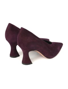 Elata Decollete Tacco Alto Scollo V Clessidra Camoscio Viola
