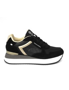 Franklin & Marshall Sneakers Donna Balance Platform Camoscio Nero Oro