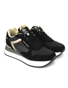 Franklin & Marshall Sneakers Donna Balance Platform Camoscio Nero Oro