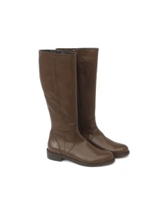 Carla De' Medici Stivale Cavallerizza Tutto Pelle Marrone Cannella