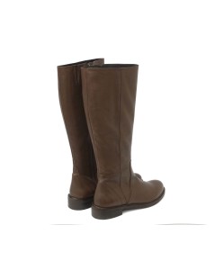Carla De' Medici Stivale Cavallerizza Tutto Pelle Marrone Cannella