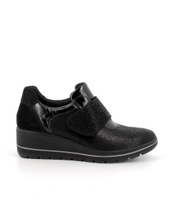 Enval Soft Sneakers Classic Velcro Strass Tessuto Elastic Nero