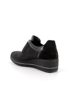 Enval Soft Sneakers Classic Velcro Strass Tessuto Elastic Nero