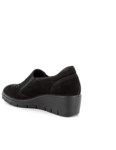 Enval Soft Mocassino Comfort Zeppa Camoscio Strass Nero