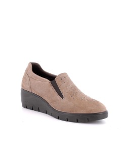 Enval Soft Mocassino Comfort Zeppa Camoscio Strass Fango