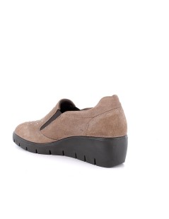 Enval Soft Mocassino Comfort Zeppa Camoscio Strass Fango