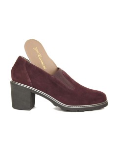 F.lli Tomasi Mocassino Tacco con Elastico Camoscio Prugna