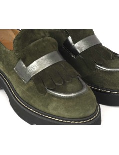 MOT-Clè Mocassino Vaschetta Frangia Guardiolo Camoscio Verde