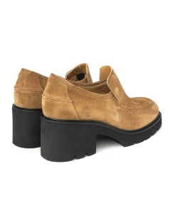 MOT-Clè Mocassino Tacco Platform Accollato Camoscio Cammello