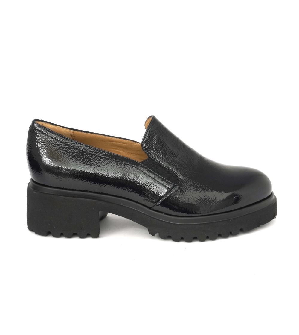 Donna Soft Mocassino Slipon Tacco Medio Naplak Blu Notte