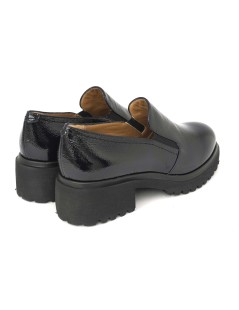 Donna Soft Mocassino Slipon Tacco Medio Naplak Blu Notte