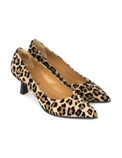 MOT-Clè Decollette Punta Animalier Tacco Medio Camoscio Leopard