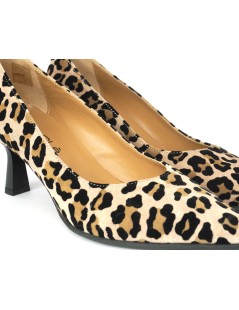 MOT-Clè Decollette Punta Animalier Tacco Medio Camoscio Leopard