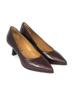 MOT-Clè Decollette Punta Tacco Medio Nappa Perlata Vino