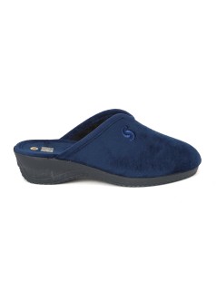 Sabatini Ciabatta Zeppa Media Morbido Velour Blu