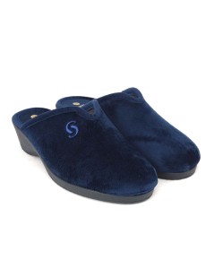 Sabatini Ciabatta Zeppa Media Morbido Velour Blu