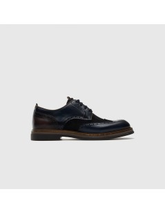 Ambitious Stringate Derby Brogues Coda Rondine Pelle Blu Navy