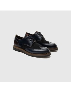 Ambitious Stringate Derby Brogues Coda Rondine Pelle Blu Navy