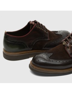 Ambitious Stringate Derby Brogues Coda Rondine Pelle Marrone
