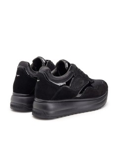 Guardiani Louise Sneakers Platform Logo Strass Camoscio Nero