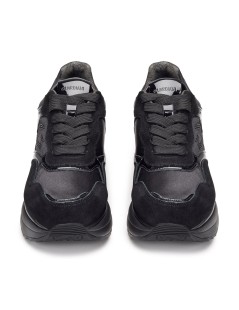 Guardiani Louise Sneakers Platform Logo Strass Camoscio Nero