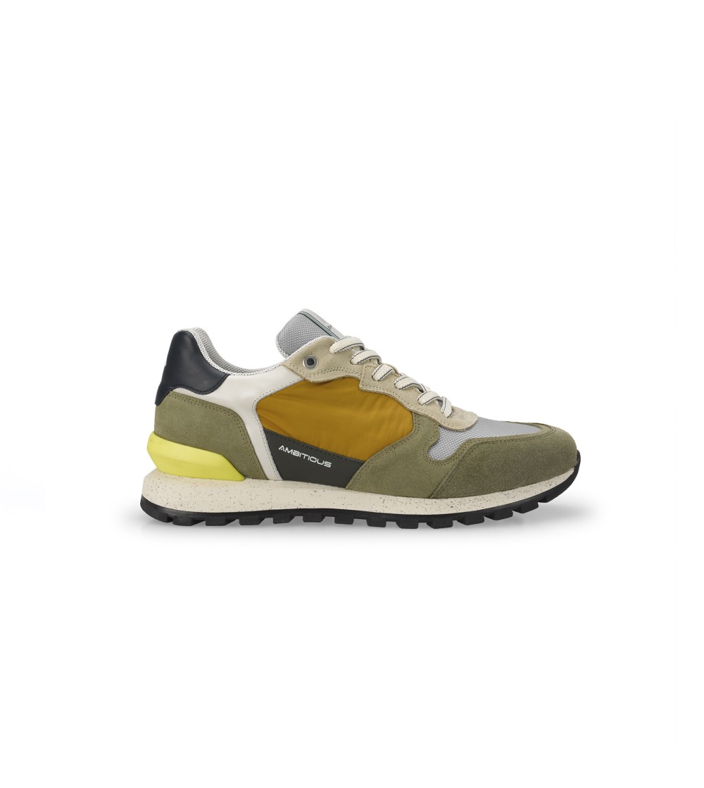 Ambitious Sneaskers Balance Silky Inserti Tessuto Kaky Senape