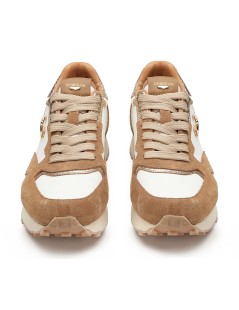 Guardiani Sneakers Wen Dettagli Laminato Oro Camoscio Bianco Camel