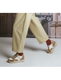 Guardiani Sneakers Wen Dettagli Laminato Oro Camoscio Bianco Camel