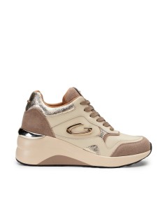 Guardiani Sneakers Syd Zeppa Logo Metal Camoscio Beige Oro