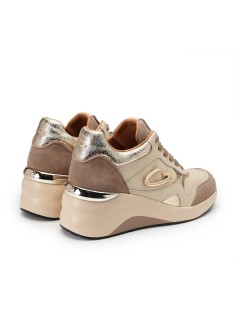 Guardiani Sneakers Syd Zeppa Logo Metal Camoscio Beige Oro