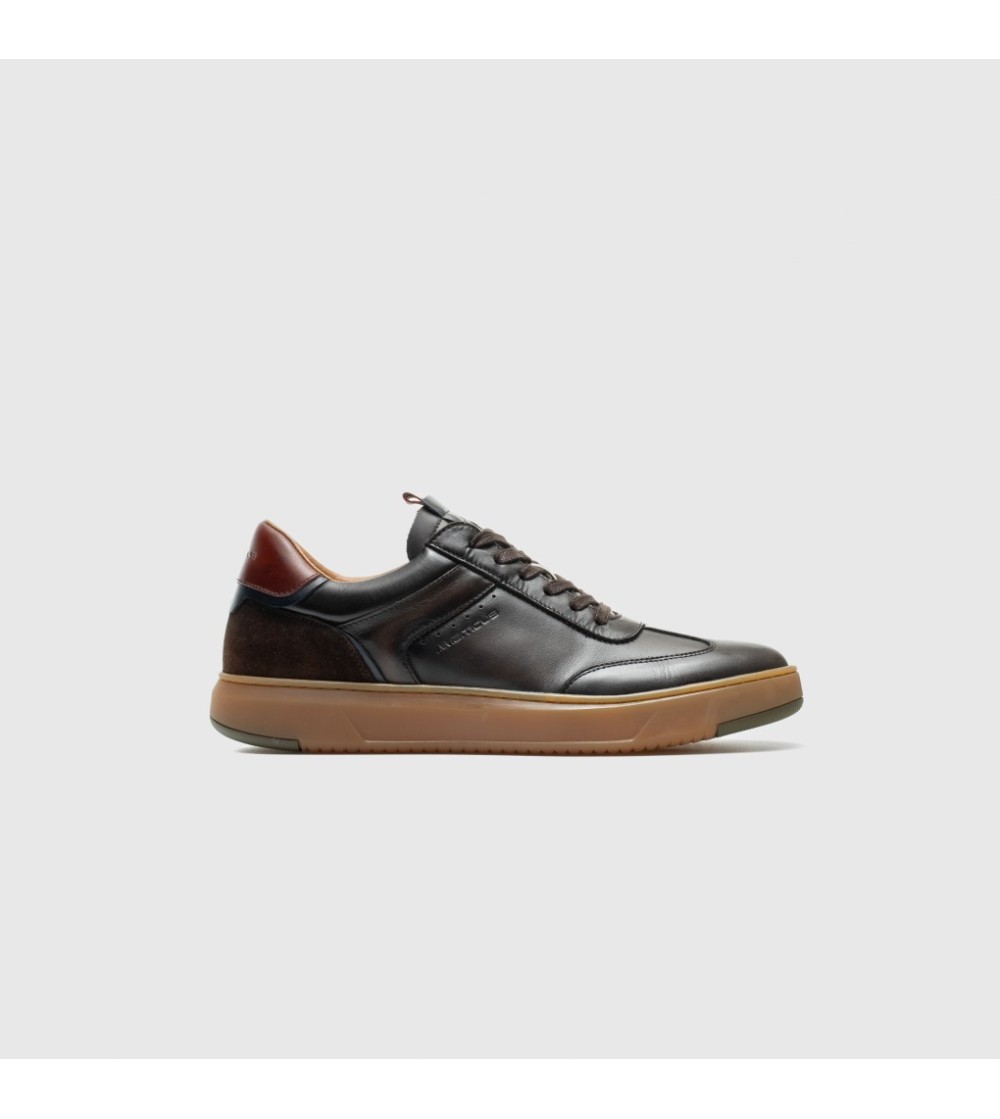 Ambitious Sneakers Aktif Cassetta Fondo Brown Pelle Testa di Moro
