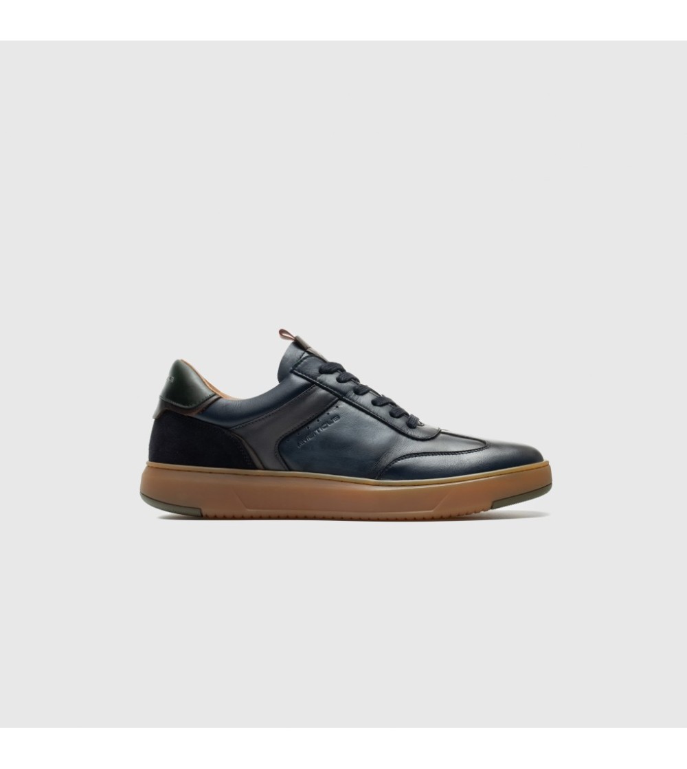 Ambitious Sneakers Aktif Cassetta Fondo Brown Pelle Blu Navy
