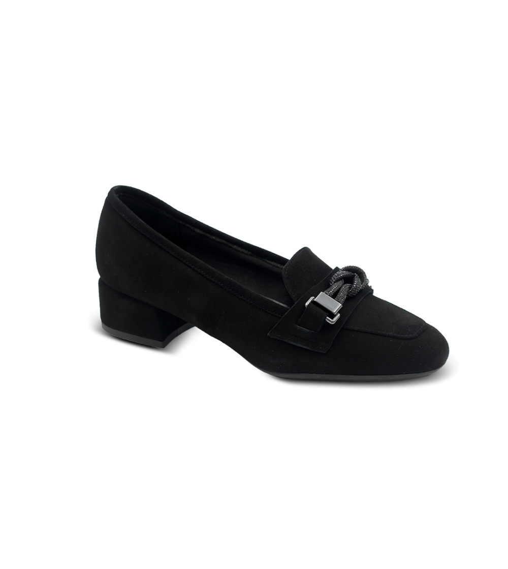 Confort Mocassino Classic Tacco Medio Accessorio Camoscio Nero