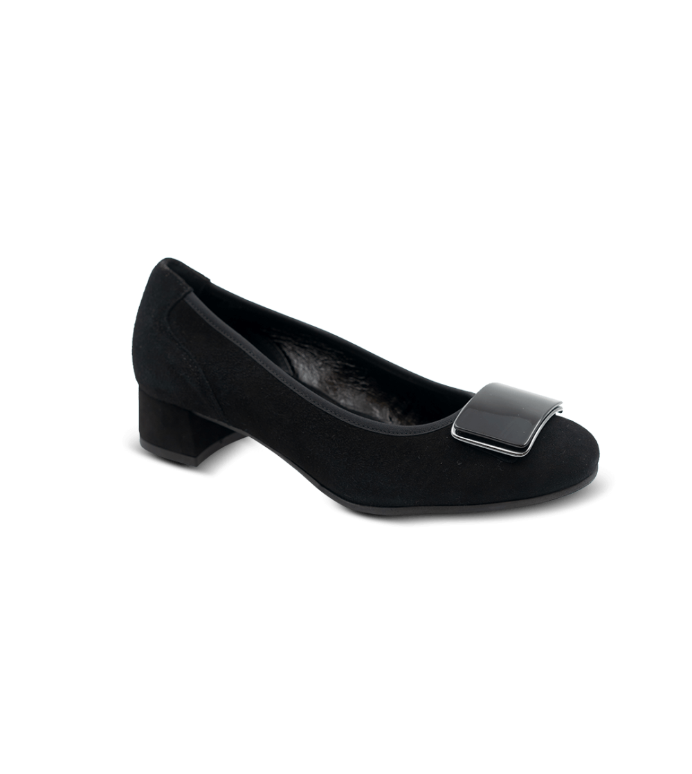 Confort Decollette Classic Tacco Medio Accessorio Camoscio Nero