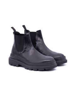 Soldini Beatles Uomo Chelsea Fondo Gomma Pelle Nero