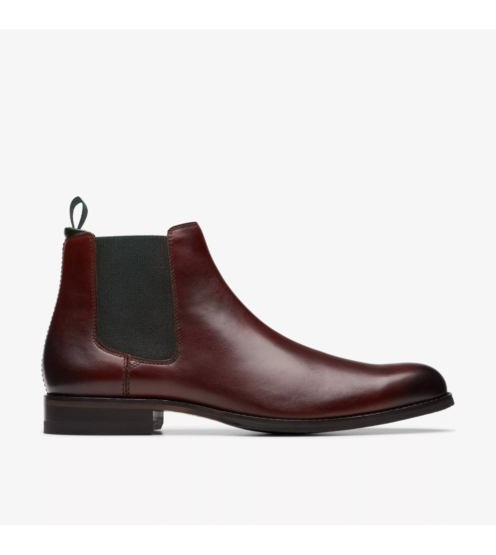 Clarks Beatles Chelsea Craft Arlo Liscio Nappa Rosso Inglese