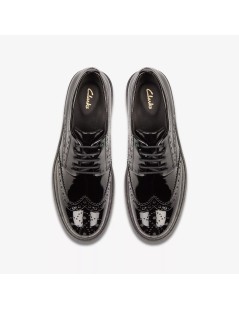 Clarks Stringate Donna Orinoco Derby Coda Rondine Lux Nero