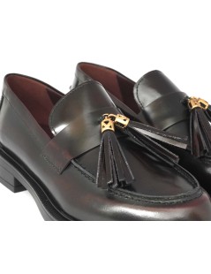 Lorenzo Mari Mocassino Ginevra con Nappine Pelle Bordeaux