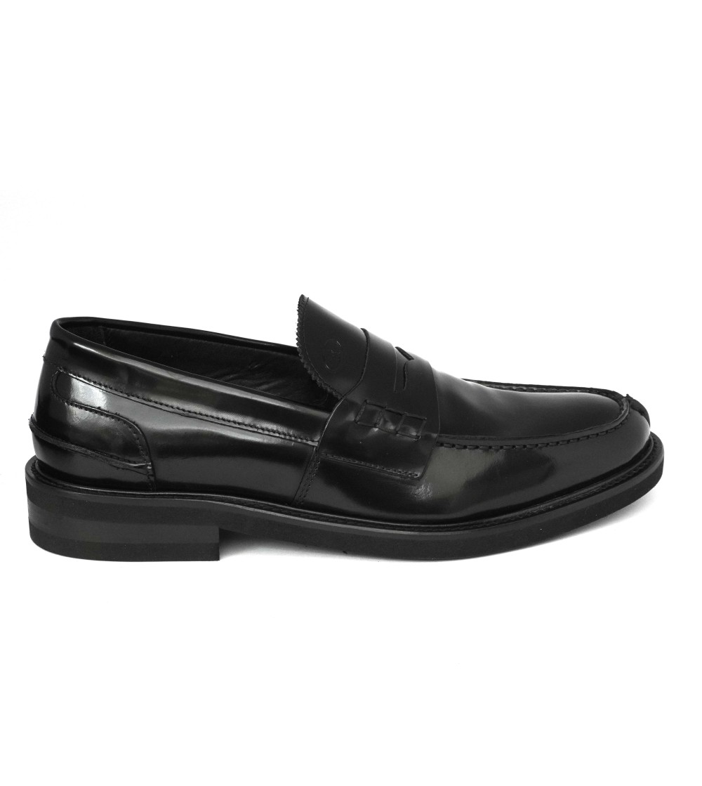 Rogal's Mocassino College Uomo Fondo Gomma Morflex Spazzolato Nero