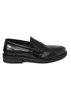 Rogal's Mocassino College Uomo Fondo Gomma Morflex Spazzolato Nero