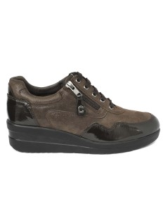 Cinzia Soft Sneakers Comfort Agile con Zip Camoscio Brill Testa di Moro