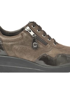 Cinzia Soft Sneakers Comfort Agile con Zip Camoscio Brill Testa di Moro